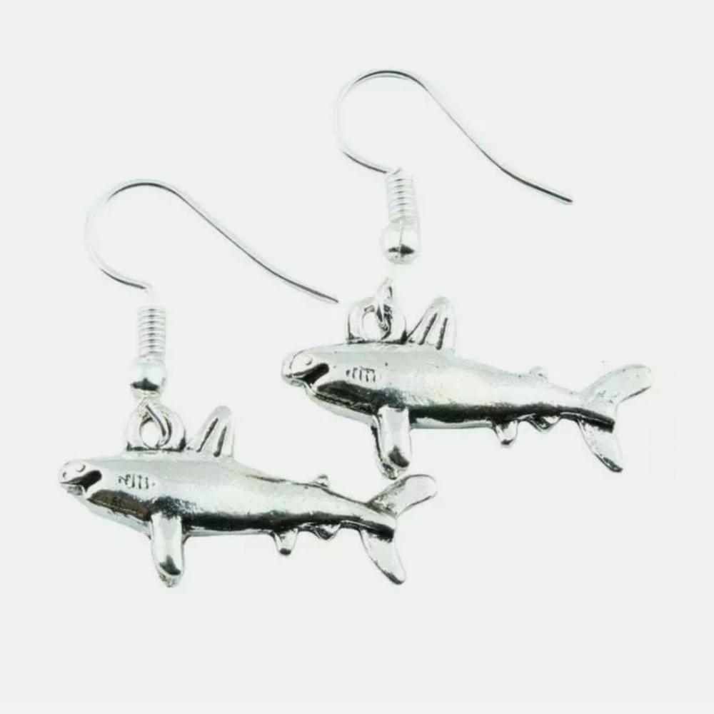 New Shark Silver Dangle Earrings.
